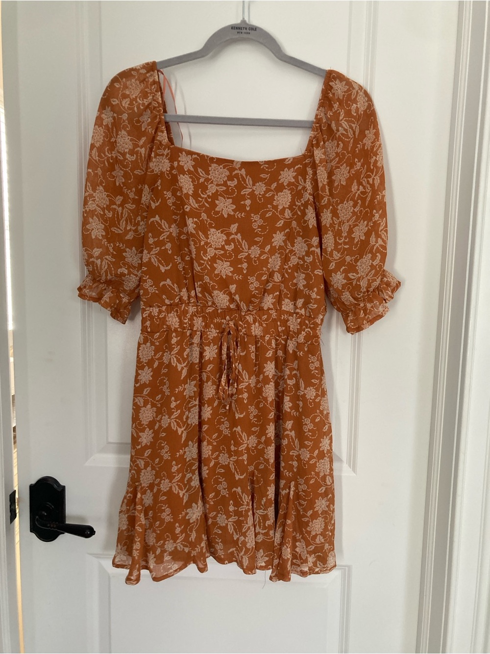 Sunflower Yellow Floral Square-Neck Mini Dress